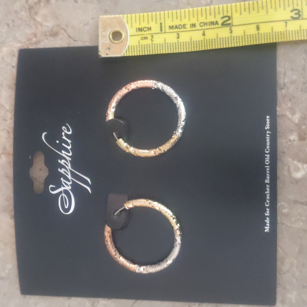 Tri-color hoop earrings